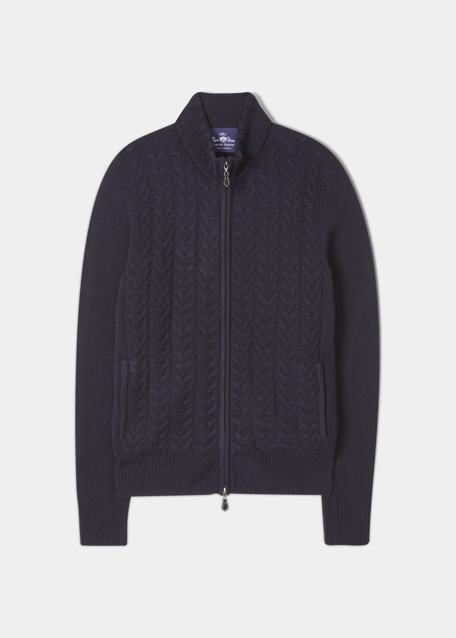 Hawsker Zip Front Mock Neck Jumper In Navy