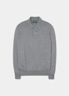 Hindhead Men's Merino Wool Polo Shirt in Light Grey Mix 