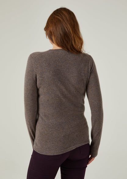 Ladies Geelong Lambswool Crew Neck Jumper In Teak