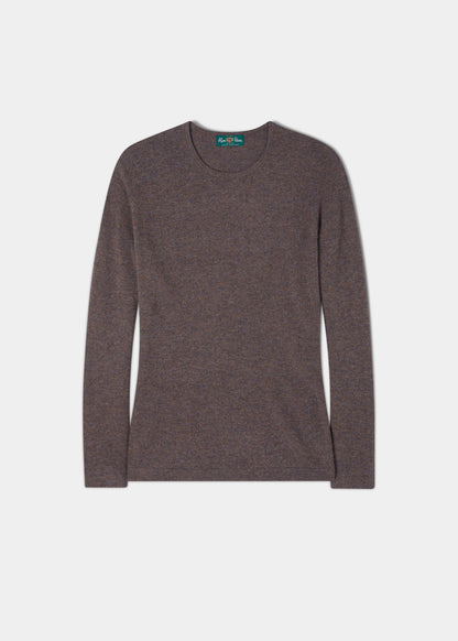 Ladies Geelong Lambswool Crew Neck Jumper In Teak