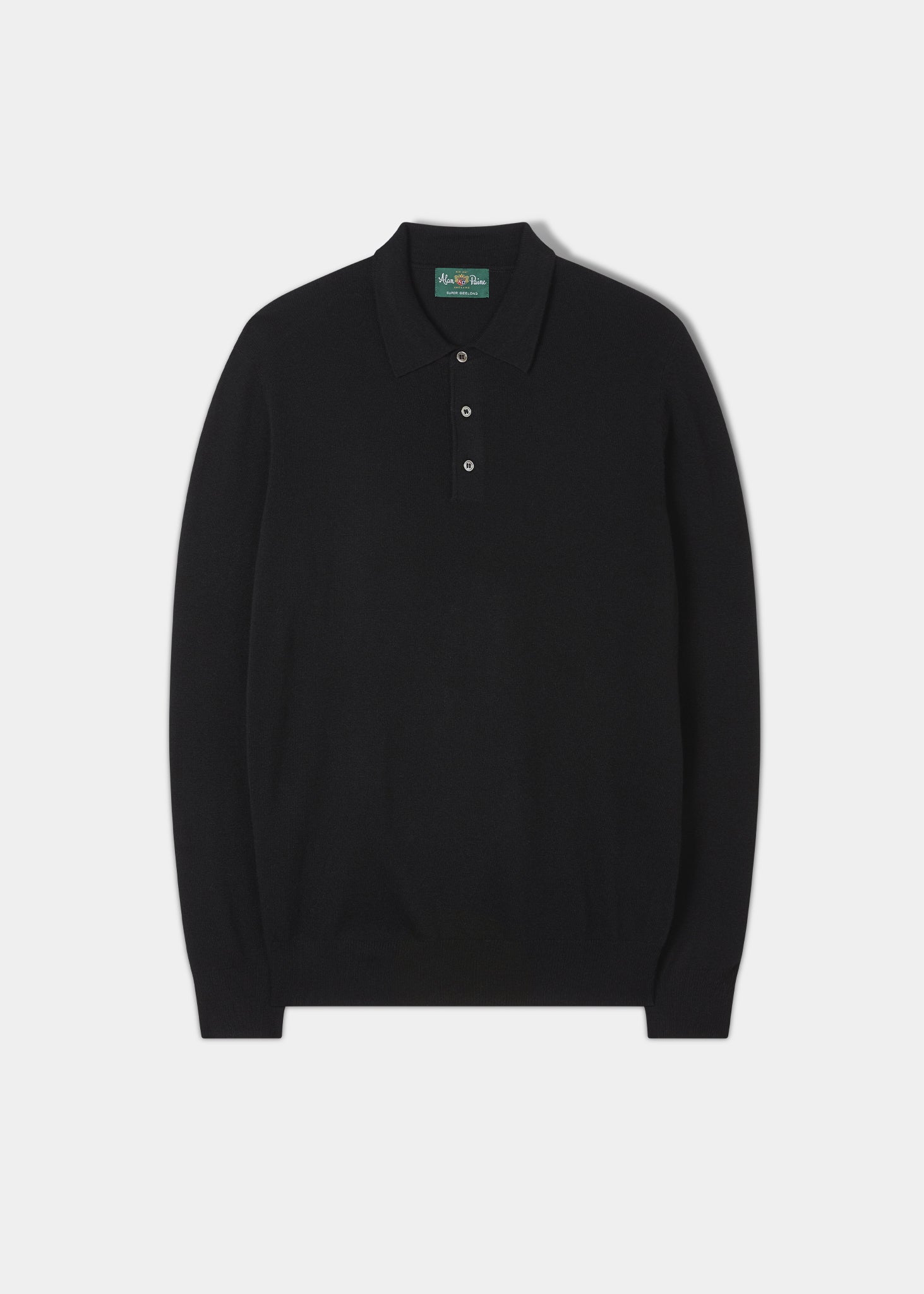 Plain black long sleeve polo shirt best sale