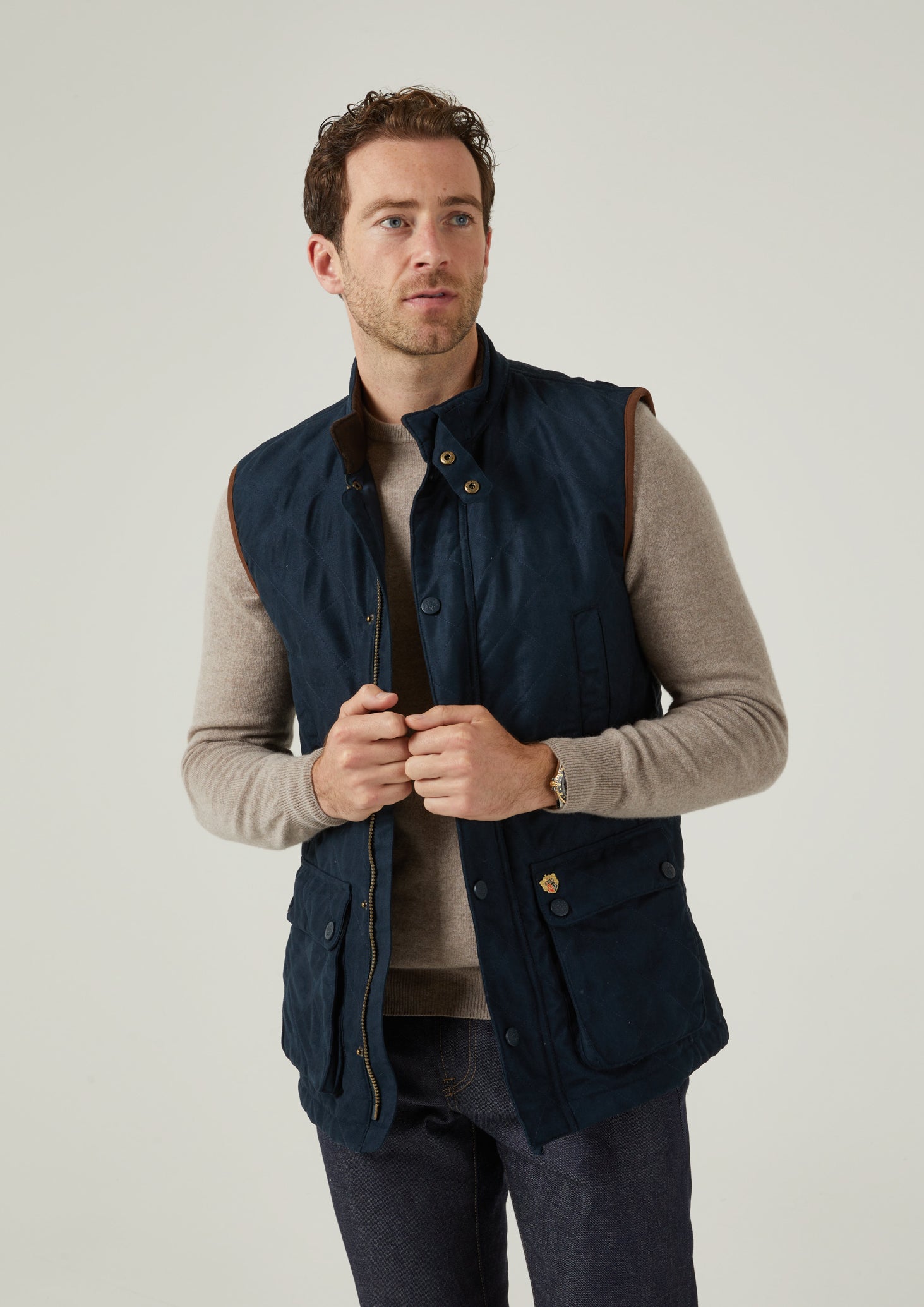 Mens navy blue hot sale quilted vest