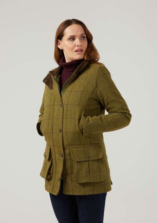 Rutland Ladies Tweed Shooting Coat In Lichen – Alan Paine UK