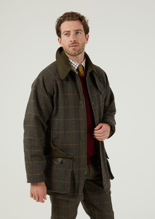 Rutland Men's Tweed Waterproof Shooting Coat In Fern 