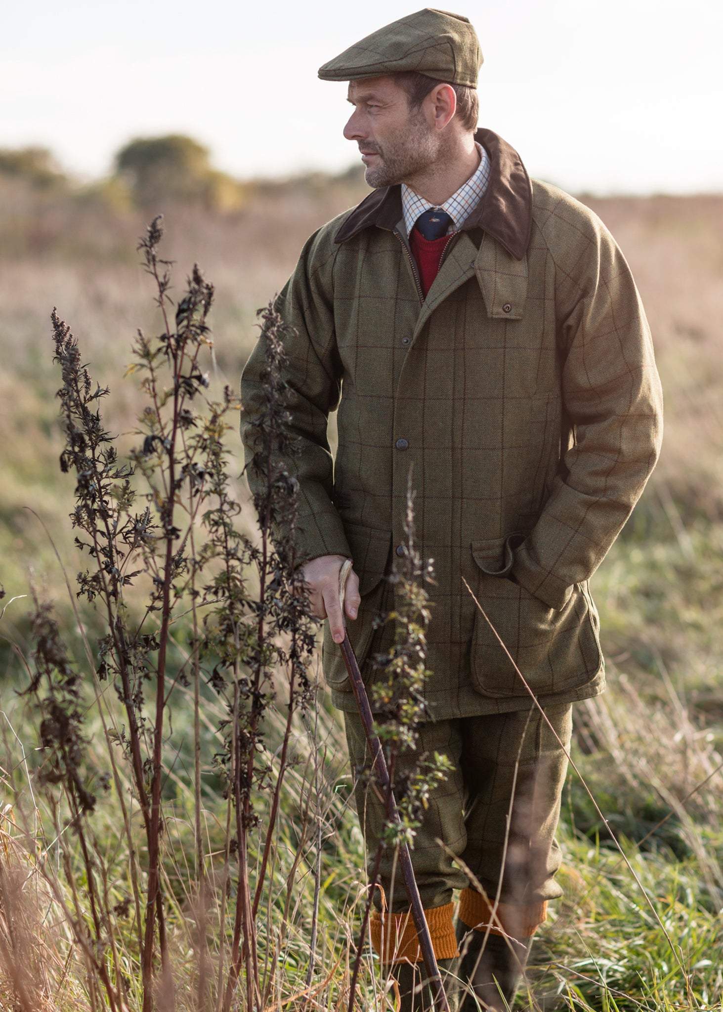 Rutland Men s Tweed Shooting Coat In Lichen Alan Paine UK