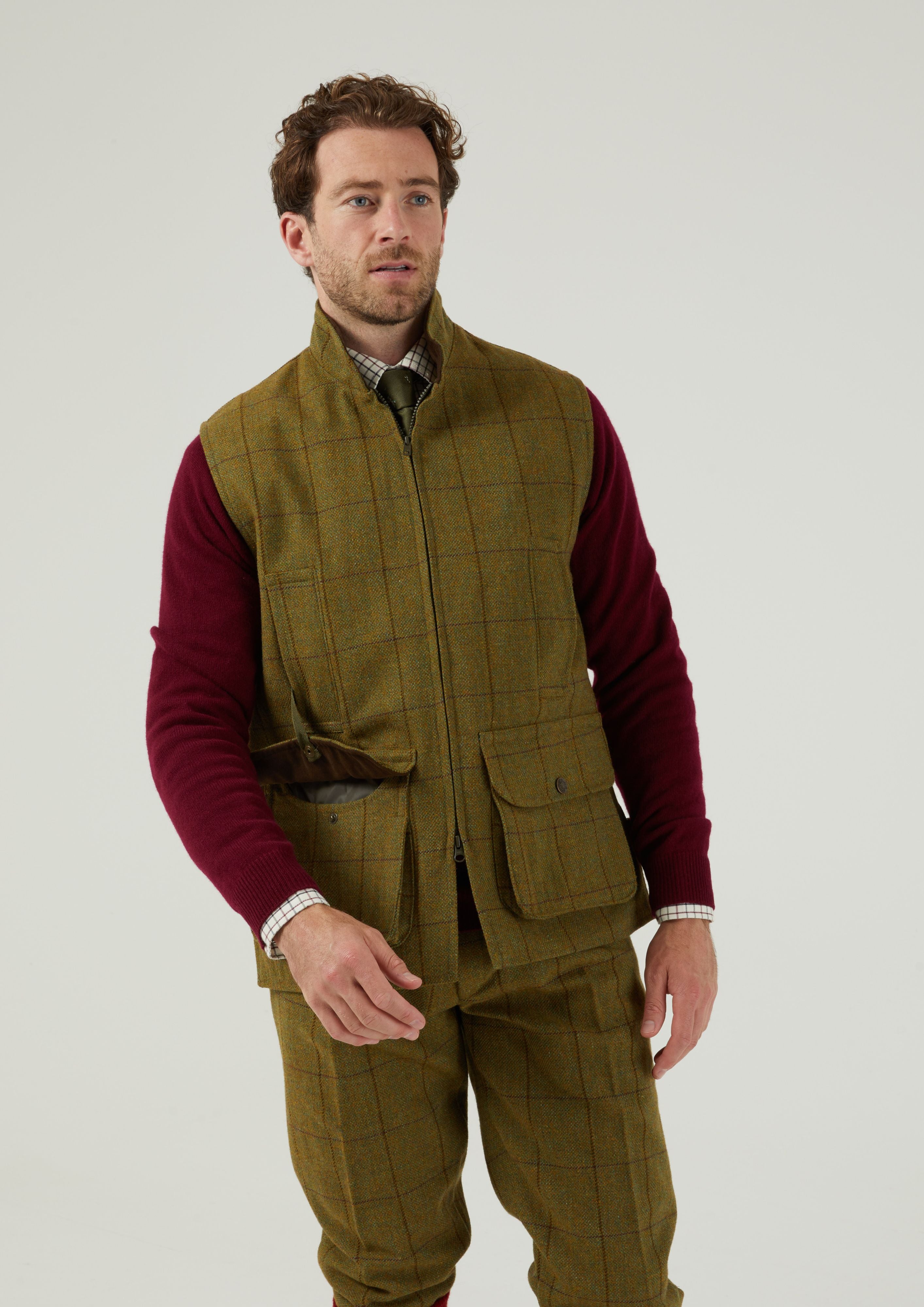 rutland mens tweed waistcoat lichen 1