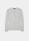 Ladies Cotton Cashmere Crew Neck Cardigan In Dove