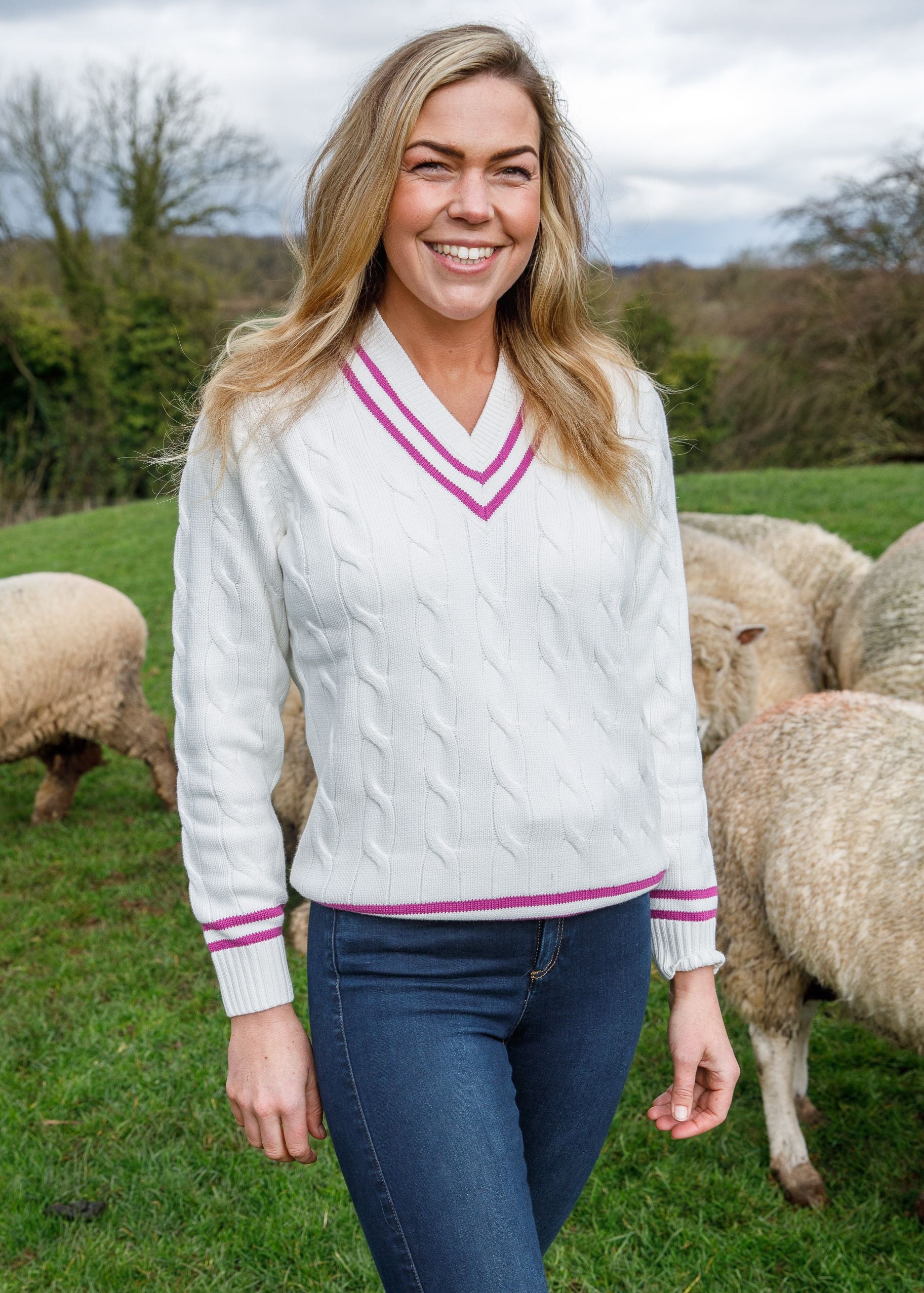 Ladies cable knit jumper hotsell