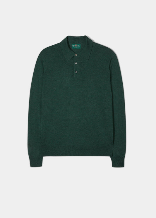 Merino-Wool-Long-Sleeve-Polo-Shirt-Hunter