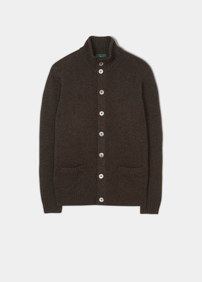 Men's Brown Lambswool Buttoned Jumper