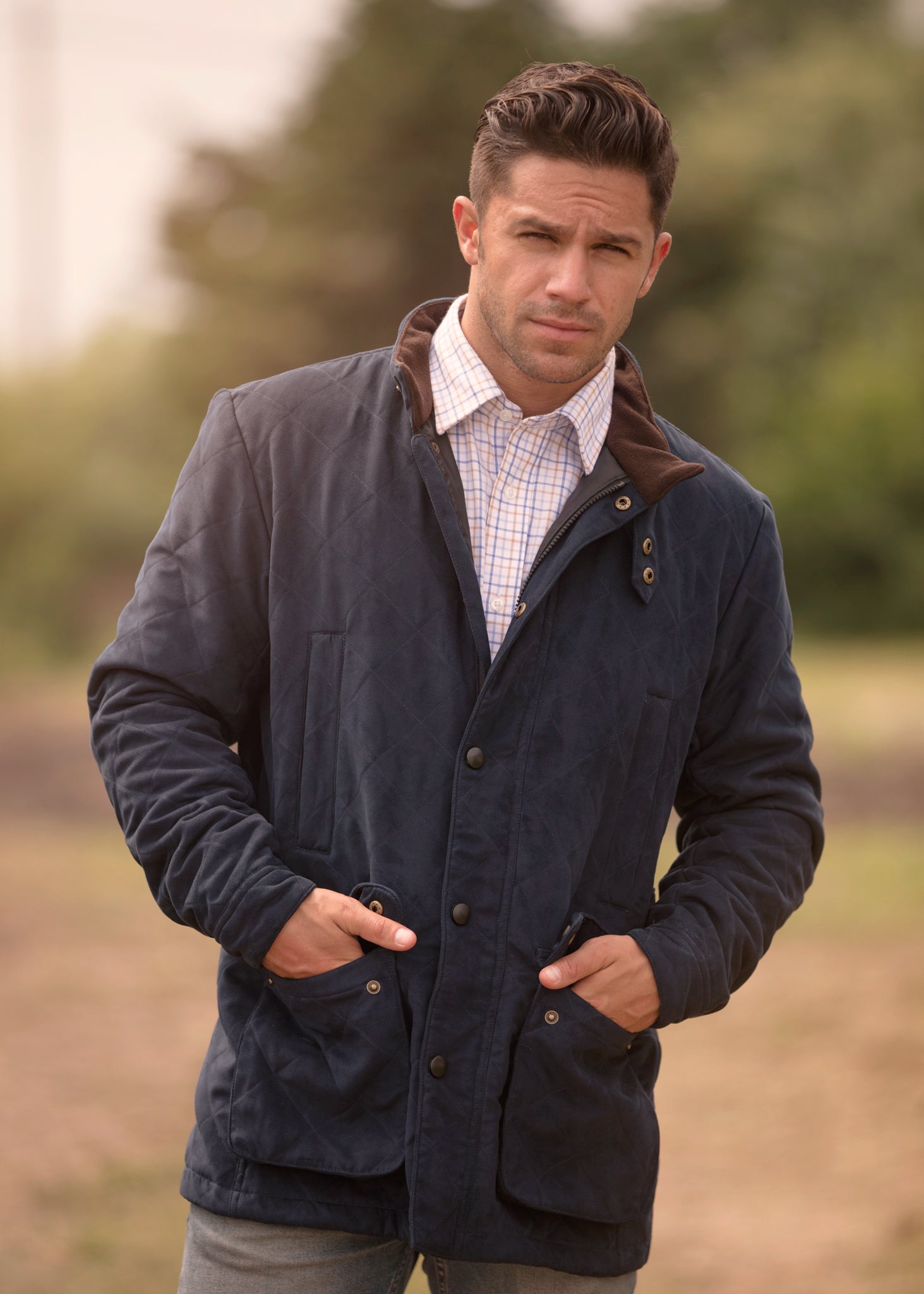 Felwell Men s Quilted Jacket In Dark Navy Regular Fit