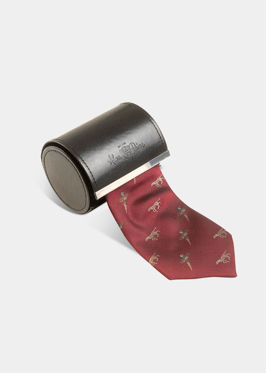 mens-ripon-silk-country-tie-bird-dog-design-bordeaux