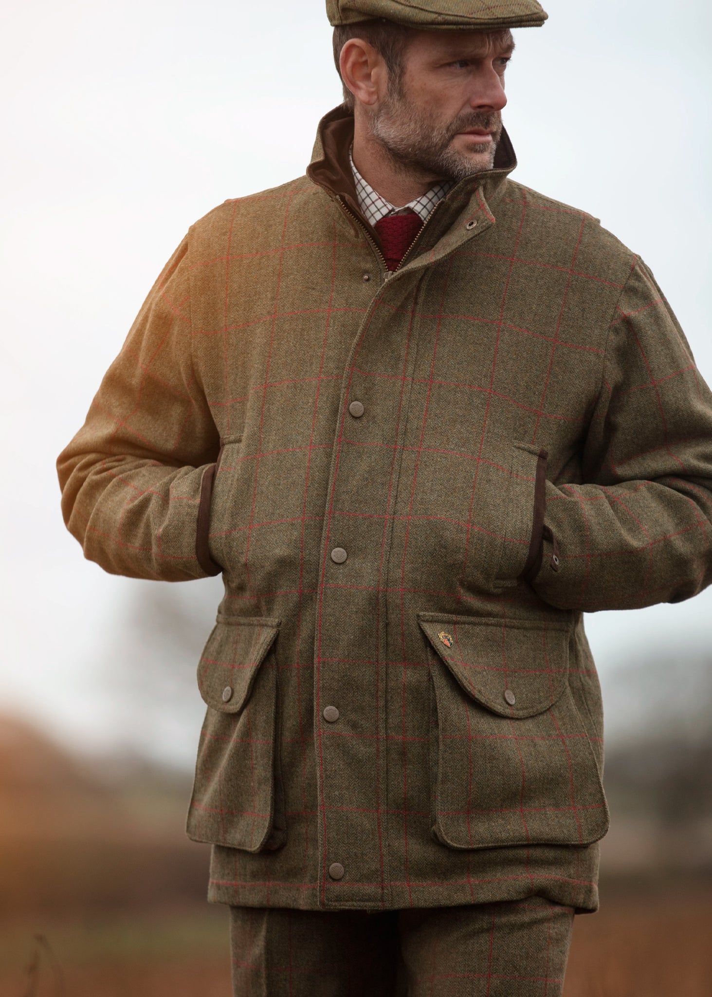 Combrook Men s Tweed Field Coat In Sage Alan Paine UK