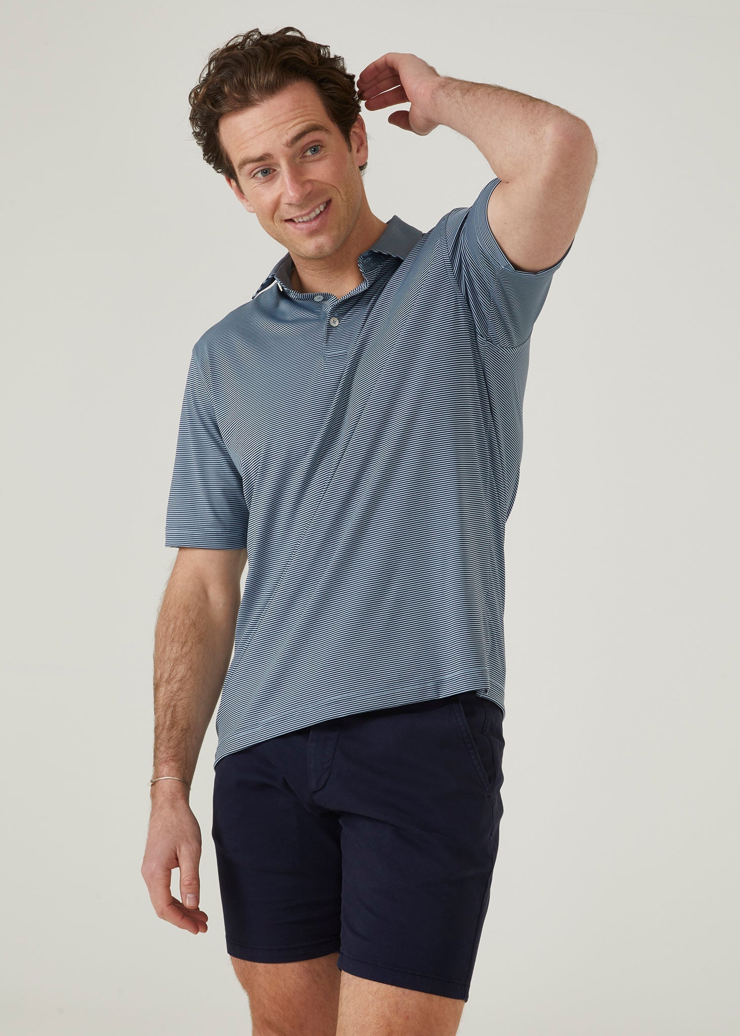 Light blue striped clearance polo