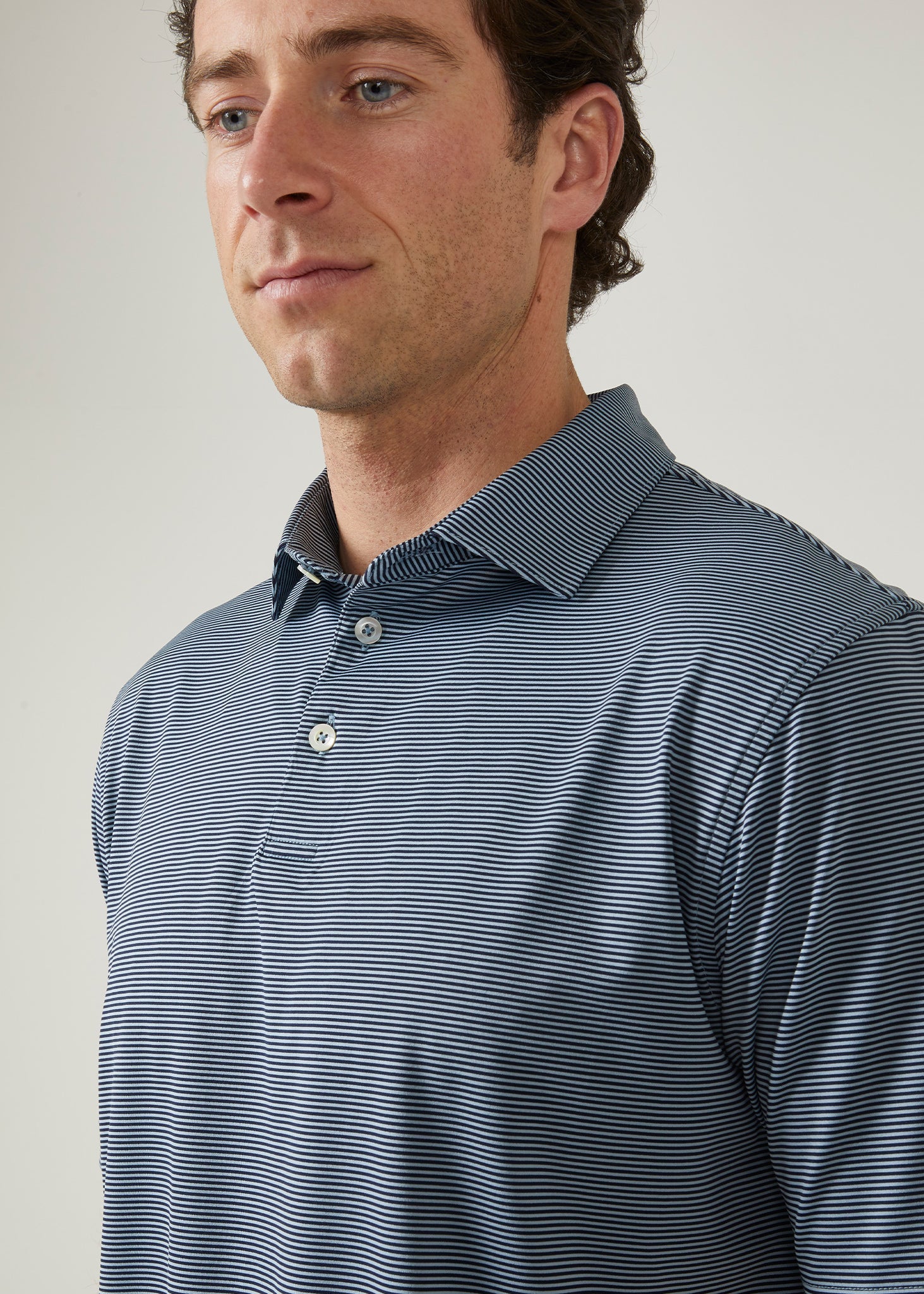 Waterbeach Striped Polo Shirt In Navy Alan Paine UK